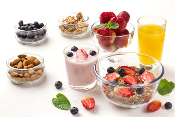 Delicious breakfast on table