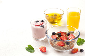 Delicious breakfast on table