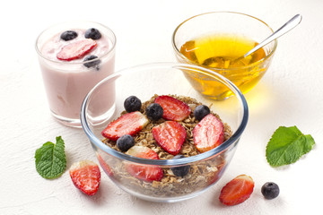 Delicious breakfast on table