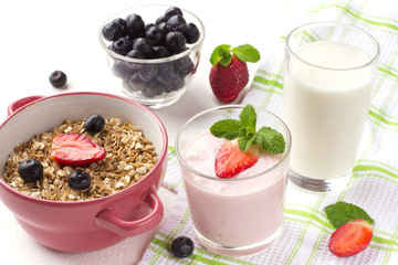 Delicious breakfast on table