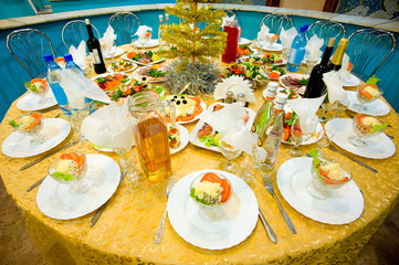 New Year's banquet restaurant table