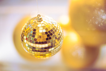 Gold shiny balls decoration of celebration winter season 