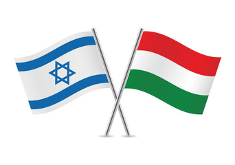 Israel and Hungary flags. Vector illustration.