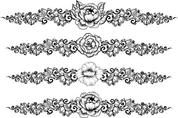 Ethnic indian line art border