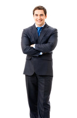 Smiling businessman, over white