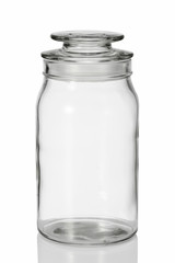 Glass jar isolated on white background