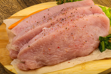 Raw turkey steak