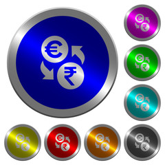 Obraz premium Euro Rupee money exchange luminous coin-like round color buttons