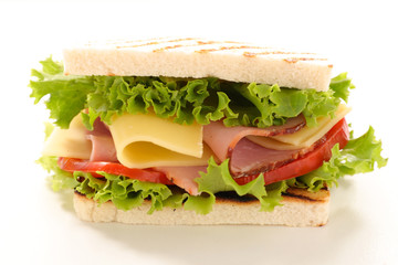fresh sandwich with ham and cheese