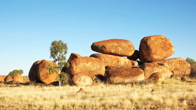 a morning view of the devil's marbles in australia's northern territory