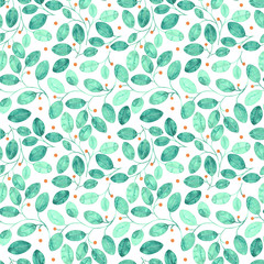 Foliage Seamless Pattern. Green Watercolor Abstract Background. Hand Painted emotional Art Print. Foliage Repeating Pattern. Cloth Swimwear Design, Wallpaper, Wrapping. 38.