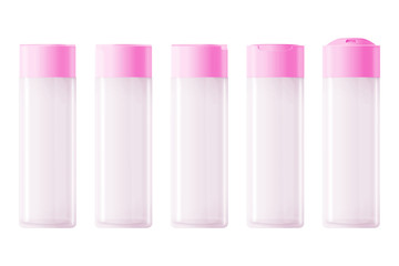 Mock up of white plastic bottle with cap for body lotion, shampoo, milk for skin care. lotion bottle template on isolated white background