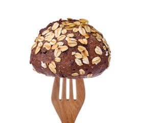 Fresh whole grain bread  on white background