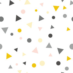 Party celebration confetti triangles and dots pattern.