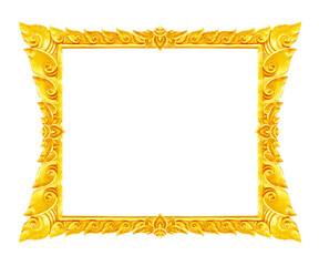 old decorative gold frame - handmade, engraved - isolated on white background