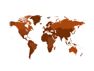 Brown World map on white background