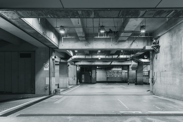 Concrete Building Factory Space Hall Car Entrance Way.