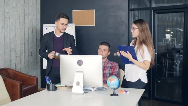 Working on project in company