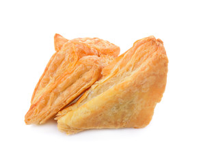 Fresh and tasty croissant over white background