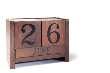 Wooden Perpetual Calendar set to June 26th