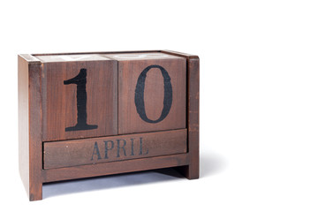 Wooden Perpetual Calendar set to April 10th