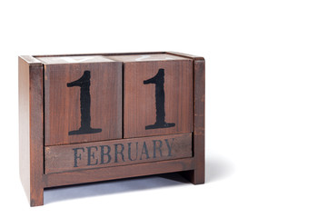Obraz premium Wooden Perpetual Calendar set to February 11th
