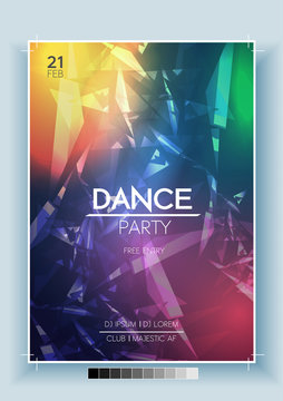 Abstract Dance Party Night Poster, Flyer Template - Vector Illustration.