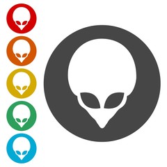 Alien head icon, Extraterrestrial alien face 