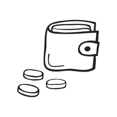 Vector hand drawn icon cap of wallet