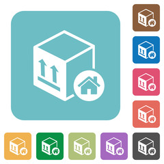 Package warehouse rounded square flat icons