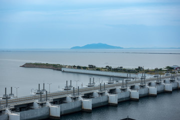 Saemangeum breakwater's tidal gate. Gunsan-si, South Korea
