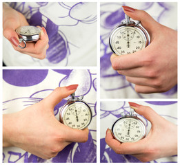woman holding Vintage stopwatch collage