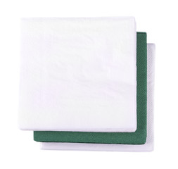 Green napkins isolated on white background.