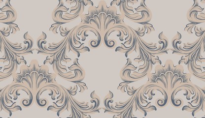 Vector Baroque ornament pattern background. Vintage decor textures