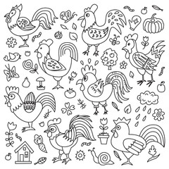 Vector illustration of farm. Rooster design. Vector illustration for your cute design.