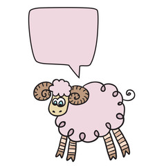 Sheep With Speech Bubble. Vector illustration for your cute design.
