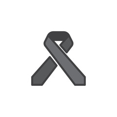 Cancer awareness ribbon filled outline icon, line vector sign, linear colorful pictogram isolated on white. Symbol, logo illustration. Pixel perfect vector graphics