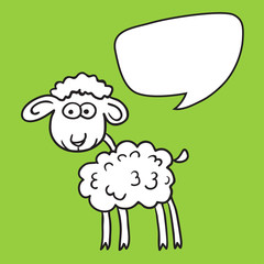 Sheep With Speech Bubble. Vector illustration for your cute design.