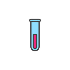 Laboratory glass filled outline icon, line vector sign, linear colorful pictogram isolated on white. Test tube symbol, logo illustration. Pixel perfect vector graphics