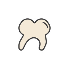 Tooth filled outline icon, line vector sign, linear colorful pictogram isolated on white. Dental care symbol, logo illustration. Pixel perfect vector graphics