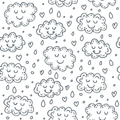 Fototapete Rund Seamless pattern with cute clouds. Can be used for textile, website background, book cover, packaging. © Marina