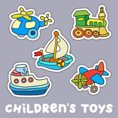 Set of childrens toys. Beautiful vector design.