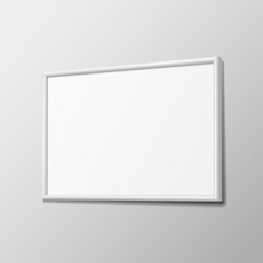 Realistic White horizontal frame for paintings