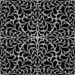 Floral pattern. Wallpaper baroque, damask. Seamless vector background. Black ornament..
