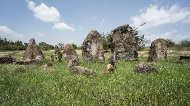 Megalithic Tiya stone pillars, a UNESCO World Heritage Site near, Ethiopia.