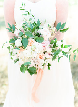 Summer pastel coloured wedding bouquet
