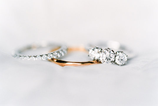 Gold and silver diamond wedding rings