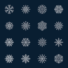 Snowflakes icons set. vector illustration. Editable stroke.