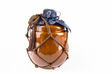 yellow rice wine jar isolated