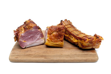 smoked pork isolated on white background